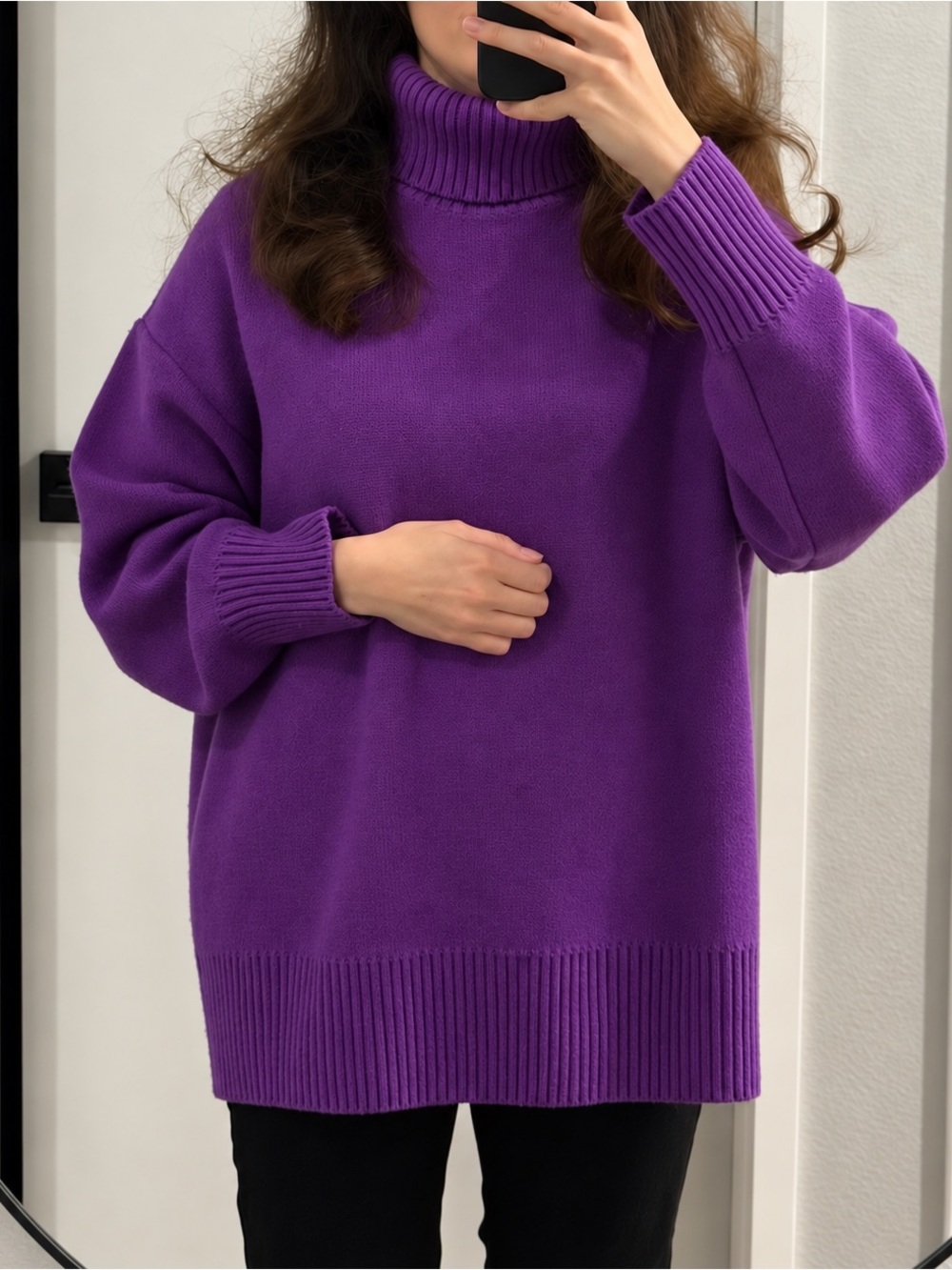 COS Purple Turtleneck 100% Wool Oversized Sweater